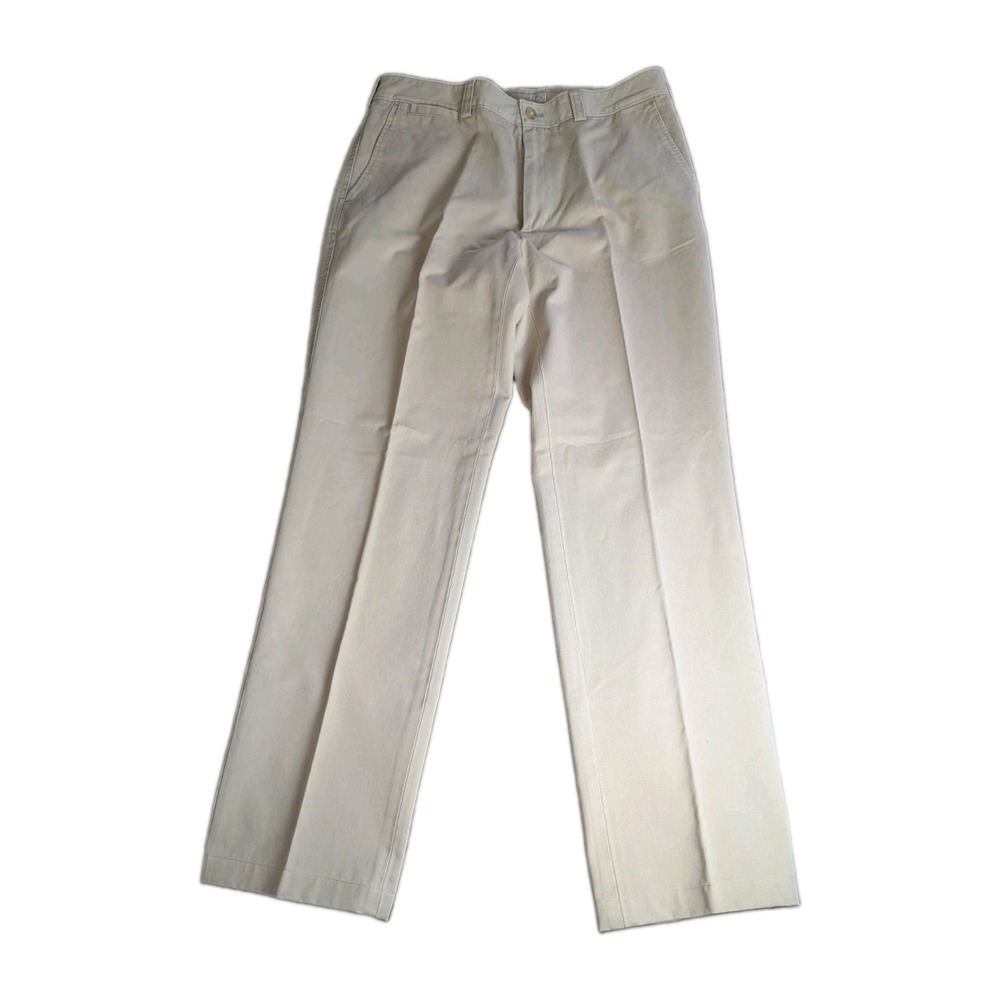 J. McLaughlin Men's Khaki Chino Pants Size 34 Beige Flat Front Cotton Classic...